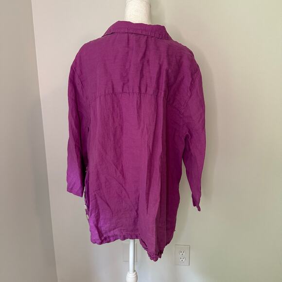 Tahari purple linen three-quarter sleeve top size 2X - Picture 4 of 13